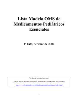 Lista Modelo OMS de Medicamentos Pediátricos Esenciales