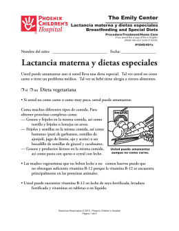Breast Feeding and Special Diets (Lactancia materna y dietas