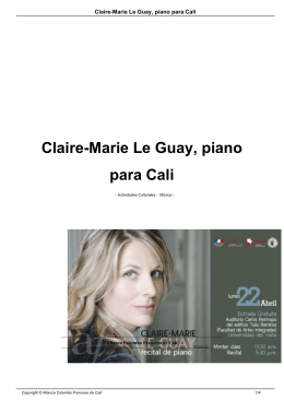 Claire-Marie Le Guay, piano para Cali
