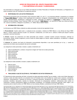 PUBLIC AVISO DE PRIVACIDAD DEL GRUPO FINANCIERO HSBC
