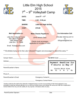 Little Elm High School 2015 7 – 9 Volleyball Camp
