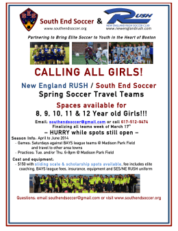 CALLING ALL GIRLS! New England RUSH / South End Soccer