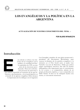 Introducción LOS EVANGÉLICOS Y LA POLÍTICA EN LA ARGENTINA