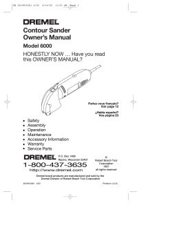 Contour Sander Owner`s Manual Model 6000