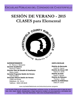 SESIÓN DE VERANO - 2015 CLASES para Elemental