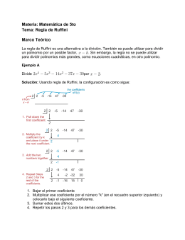 Materia: Matemática de 5to Tema: Regla de Ruffini Marco