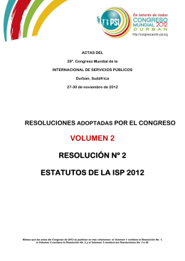 VOLUMEN 2 RESOLUCIÓN Nº 2 ESTATUTOS DE LA ISP 2012
