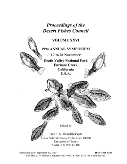 Proceedings of the Desert Fishes Council VOLUME XXVI 1994