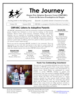 The Journey Oregon Post Adoption Resource Center (ORPARC)