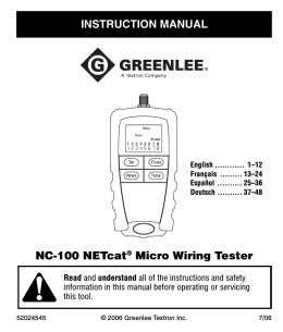 NC-100 NETcat® Micro Wiring Tester INSTRUCTION