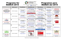 Programs for MARCH 2015 Programas para MARZO del 2015