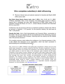 Vitro completes subsidiary`s debt refinancing