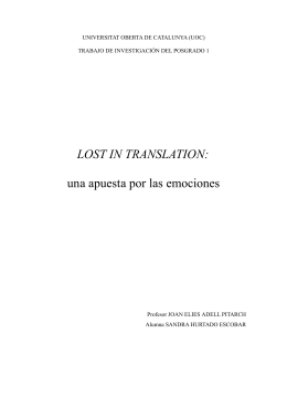 LOST IN TRANSLATION: una apuesta por las emociones