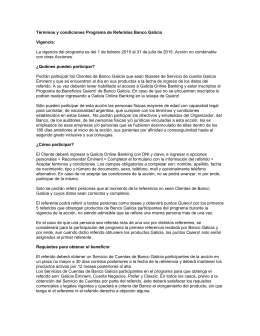 Términos y condiciones Programa de Referidos Banco Galicia