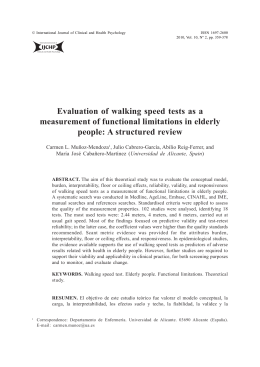 Evaluation of walking speed tests as a measurement of functional