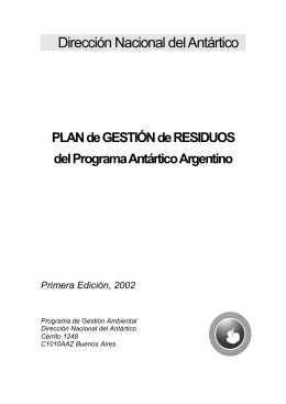 Plan de Gestión de Residuos del Programa Antártico Argentino