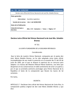 Declara Letra Oficial del Himno Nacional la de José Ma. Zeledón