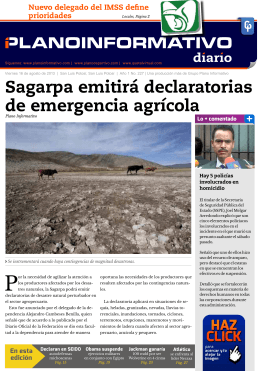 Sagarpa emitirá declaratorias de emergencia