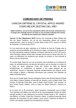 comunicado de prensa cancun obtiene el crystal apple award como