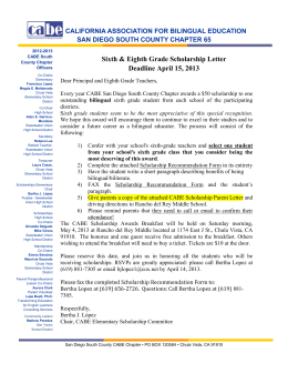 Sixth & Eighth Grade Scholarship Letter Deadline April 15, 2013