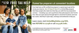 FREE TAX HELP Trained tax preparers at convenient locations