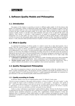 1. Software Quality Models and Philosophies