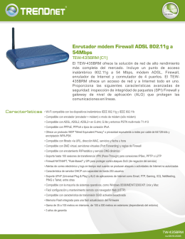 Enrutador módem Firewall ADSL 802.11g a 54Mbps