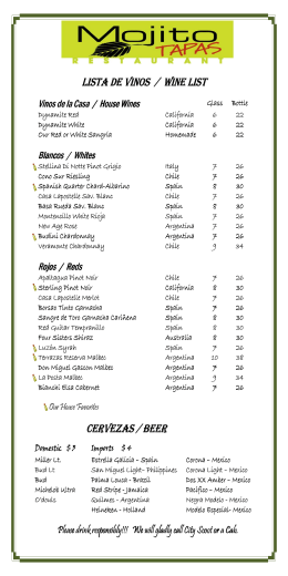 lista de vinos lista de vinos / / / wine list wine list wine list cervezas