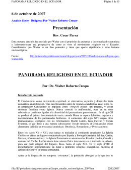 Panorama Religioso en El Ecuador, 2007