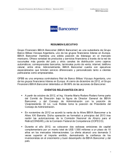 RESUMEN EJECUTIVO Grupo Financiero BBVA Bancomer (BBVA