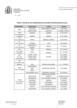 Calendario de los Campeonatos de España Universitarios por