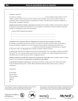 ADHD Cover Letter Spanish, Center for Health Care Quality