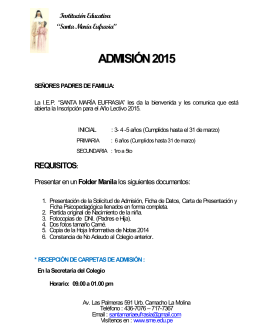 ADMISIÓN2015 - Colegio Santa María Eufrasia :: La Molina