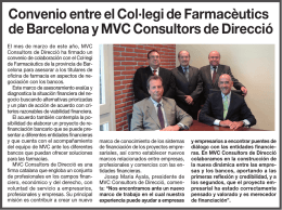 Convenio entre el Col·legi de Farmacèutics de Barcelona y MVC