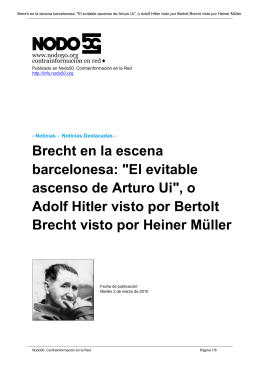 Brecht en la escena barcelonesa: "El evitable ascenso de