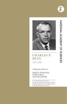 ChArleS P. BeAN - National Academy of Sciences