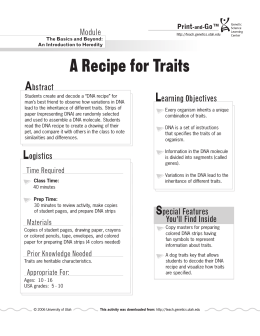 A Recipe for Traits  - Teach Genetics (Utah)