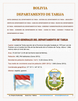 BOLIVIA - DEPARTAMENTO DE TARIJA