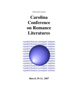 Thirteenth Annual Carolina Conference on Romance Literatures