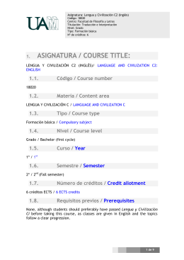 ASIGNATURA / COURSE TITLE: - Facultad de Filosofía y Letras
