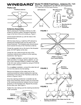 Parts List Antenna Assembly WINEGARD® Model FV