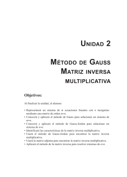 UNIDAD 2 MÉTODO DE GAUSS MATRIZ INVERSA MULTIPLICATIVA