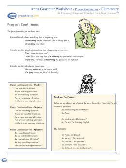 Anna Grammar Worksheet - Present Continuous