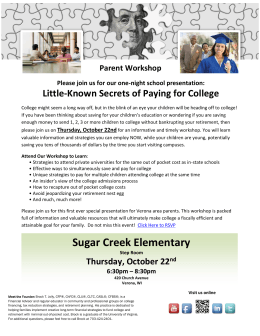 Little-Known Secrets of Paying for College Sugar Creek Elementary