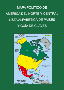 Mapa político de América del Norte y Central. Lista alfabética