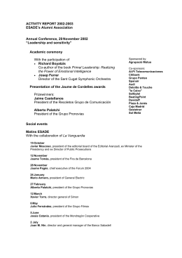 ACTIVITY REPORT 2002-2003 ESADE`s Alumni