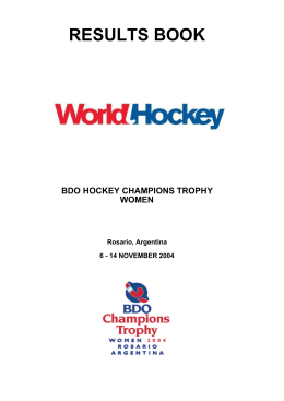 results book bdo hockey champions trophy women