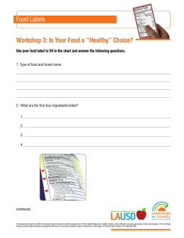 Food Labels Workshop 3: Is Your Food a “Healthy” Choice?