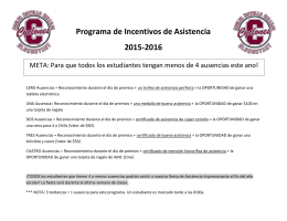 Programa de Incentivos de Asistencia 2015-2016