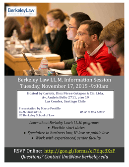Berkeley Law LL.M. Information Session Tuesday, November 17, 2015